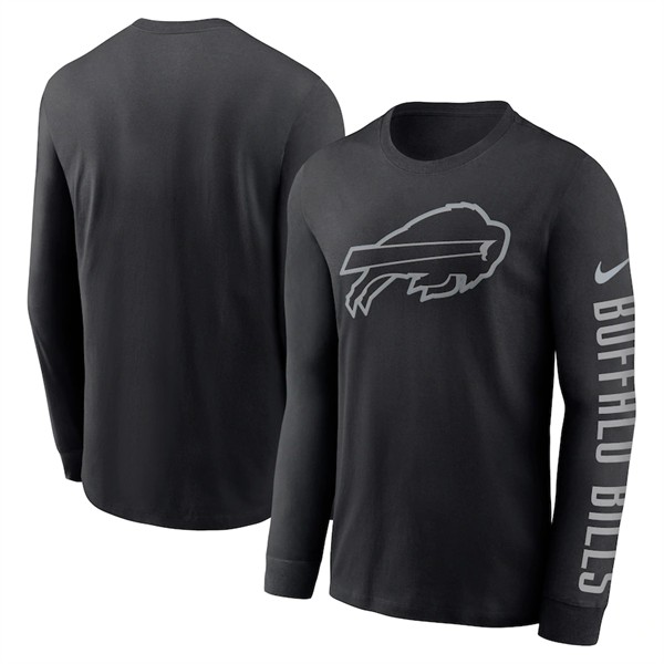 Men's Buffalo Bills Black Long Sleeve T-Shirt - Click Image to Close